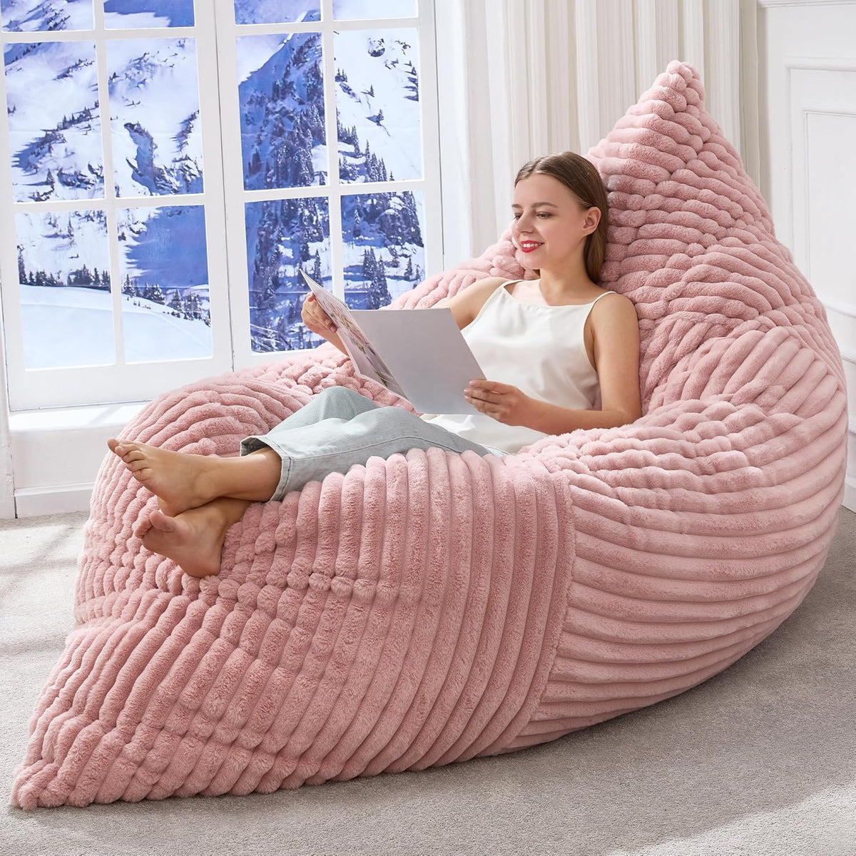 Hobestluk 3 in 1 Bean Bag Chair Giant Bean Bag Chairs Convertible Bean Bag Floor Cushion with