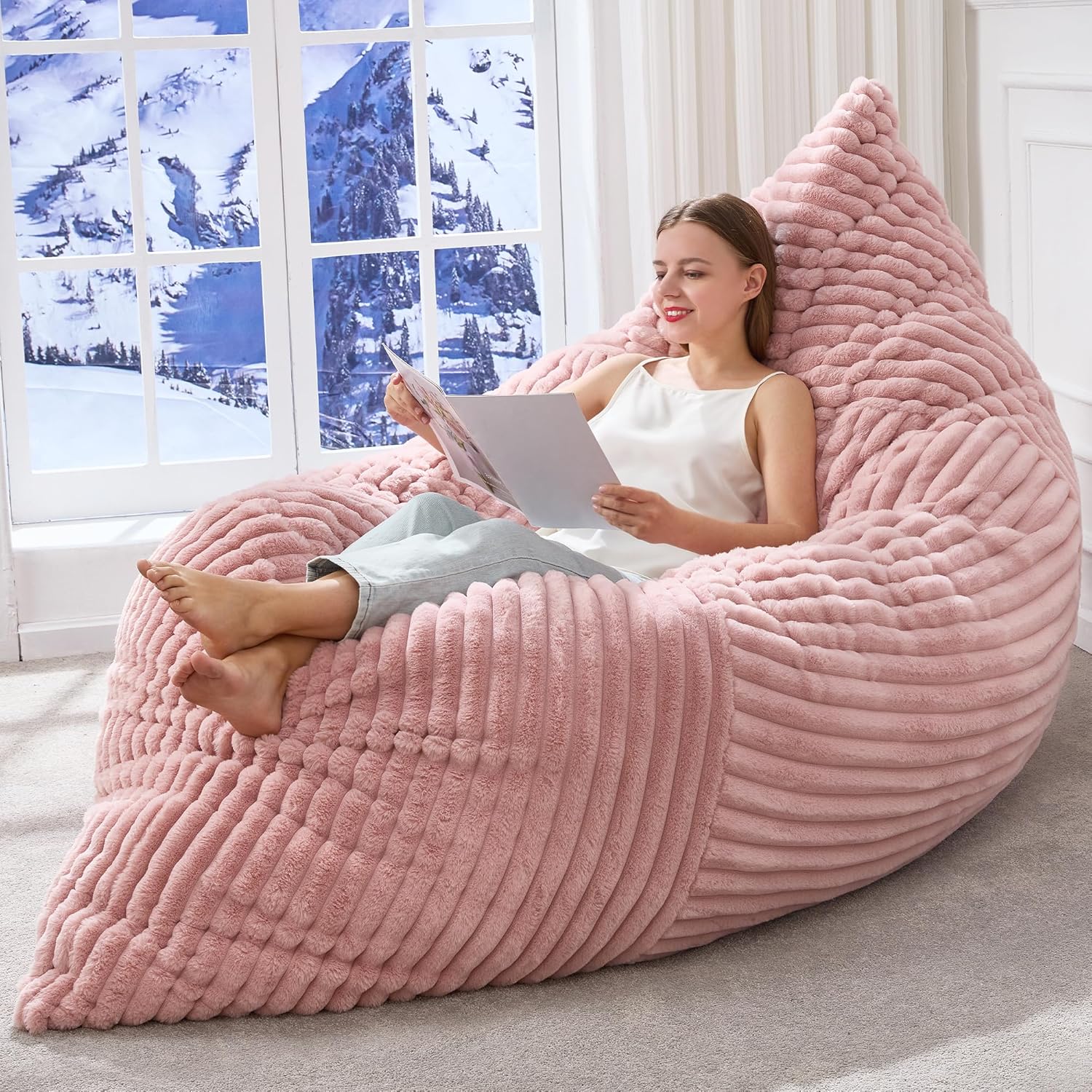 Hobestluk 3 in 1 Bean Bag Chair Giant Bean Bag Chairs Convertible Bean Bag Floor Cushion with