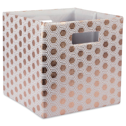 DII Collapsible Polyester Storage Cube, Honeycomb, Copper, Small