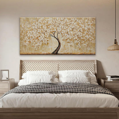 TAIJXAGSG Canvas Wall Art Decor Gold Tree Flower Wall Art Gold Tree Of Life Abstract Wall Decor