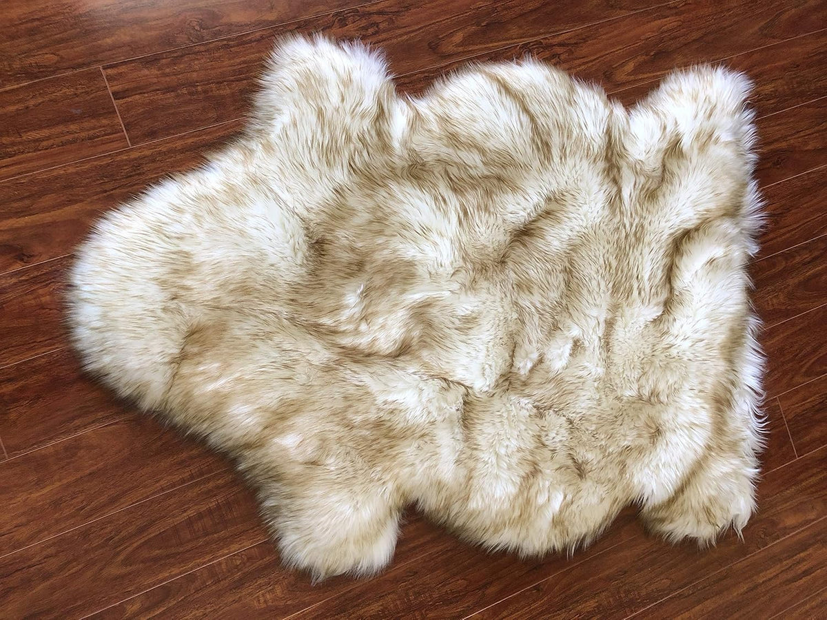 LAMBZY Faux Sheepskin Hypoallergenic Free Shape Silky Shag Rug, Luxury Shaggy Silky Plush Carpet