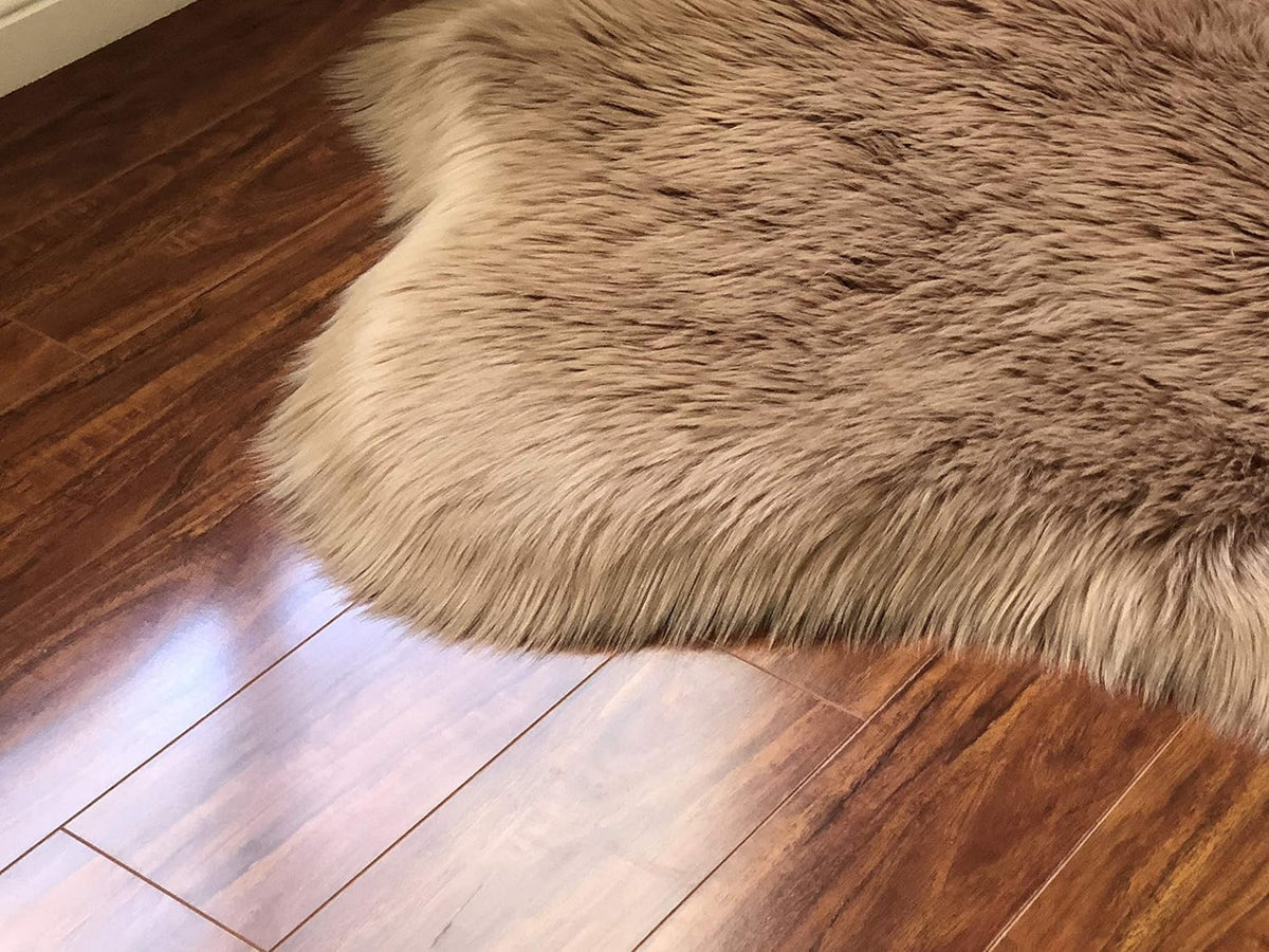 LAMBZY Faux Sheepskin Hypoallergenic Free Shape Silky Shag Rug, Luxury Shaggy Silky Plush Carpet