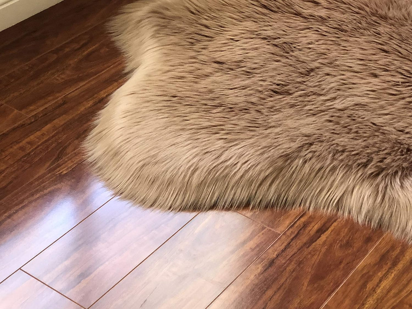 LAMBZY Faux Sheepskin Hypoallergenic Free Shape Silky Shag Rug, Luxury Shaggy Plush Carpet for