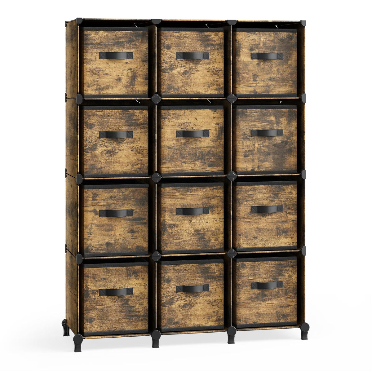 SONGMICS Cube Storage Organizer with Storage Boxes, Set of 12-Cube Organizer, 12 Collapsible