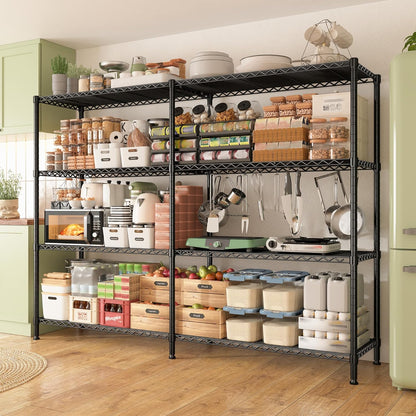 REIBII 61.7''W Storage Shelves Load 1220LBS Wire Shelving Unit 4 Tier Metal Shelving for Storage
