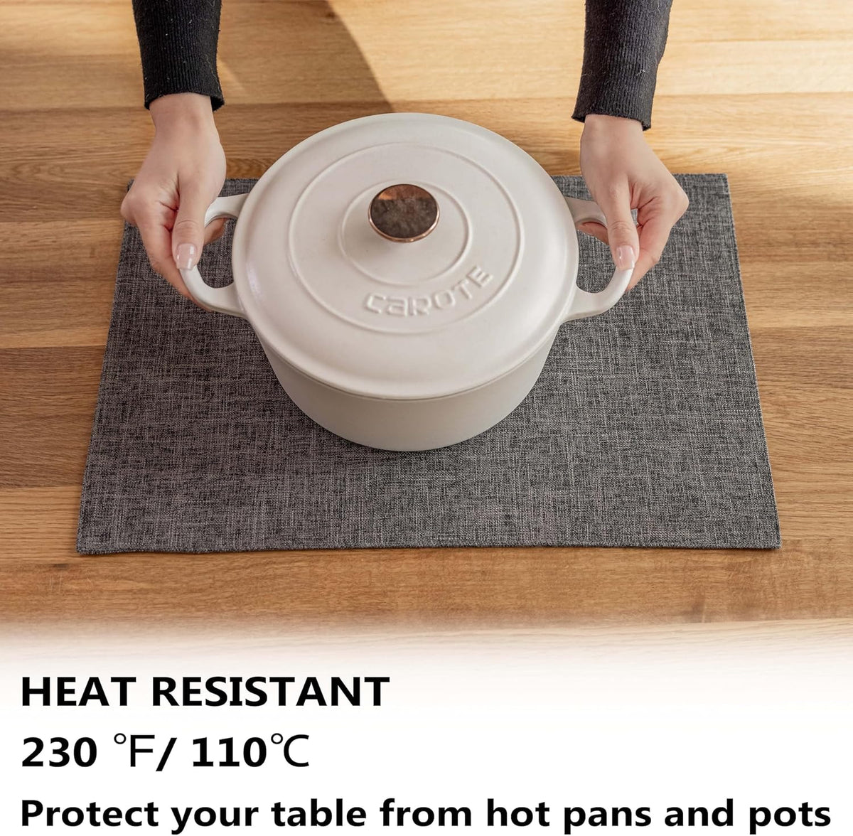 Demetex Placemats Table Mats Set of 6 Heat Resistant Washable Cloth Place Mats for Dining Table