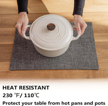 Demetex Placemats Table Mats Set of 6 Heat Resistant Washable Cloth Place Mats for Dining Table
