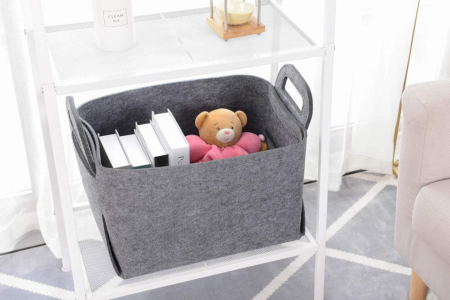Minoisome Storage Basket Felt Storage Bin Collapsible& Convenient Box Organizer with Carry Handles