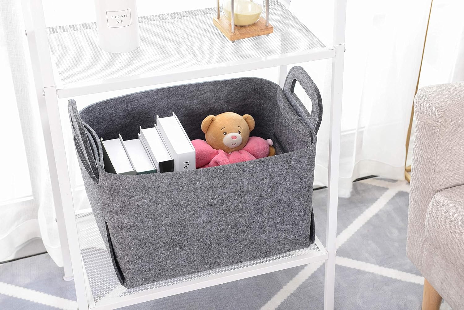Minoisome Storage Basket Felt Storage Bin Collapsible& Convenient Box Organizer with Carry Handles