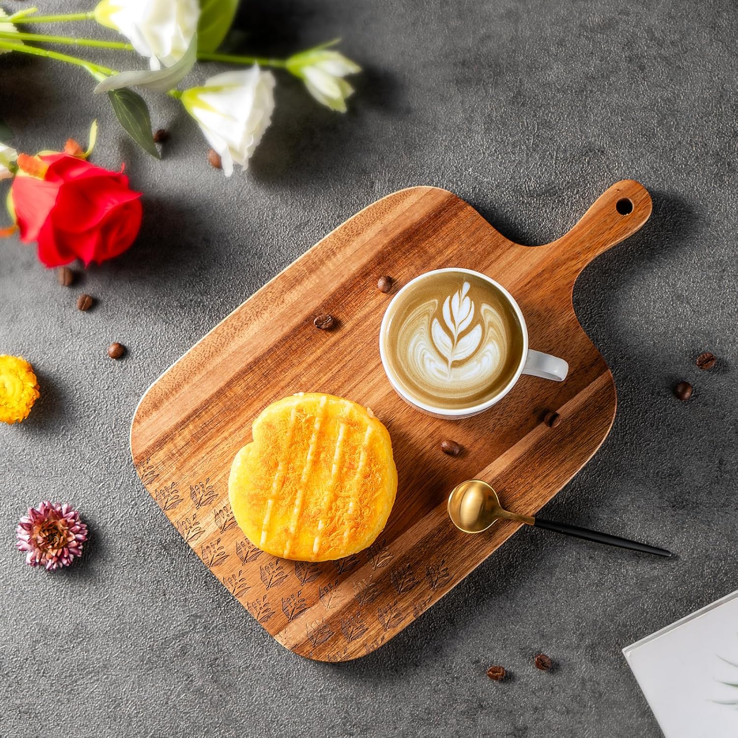Acacia Wood Cutting Board - Wooden Kitchen Cutting Board for Meat, Cheese, Bread,Vegetables