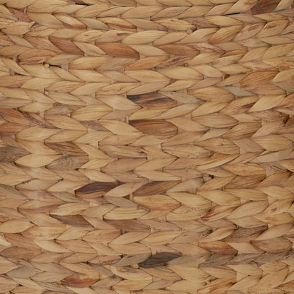 Household Essentials Round Handwoven Water Hyacinth Barrel Wicker Storage Basket Side Table