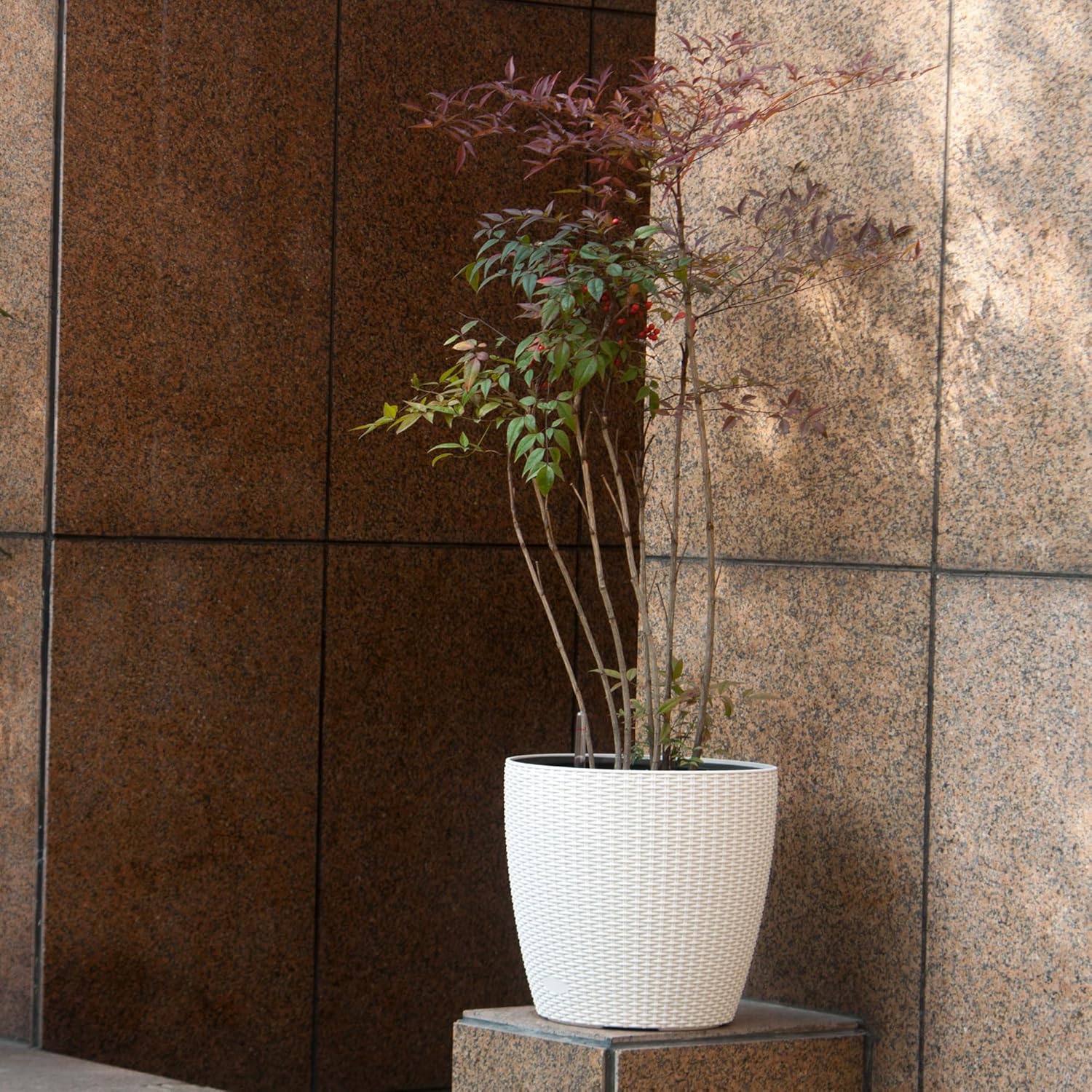 Dexceder 18x17 Inches Rattan Self Watering Planter Indoor Outdoor, Inner Pot Design, Thickened