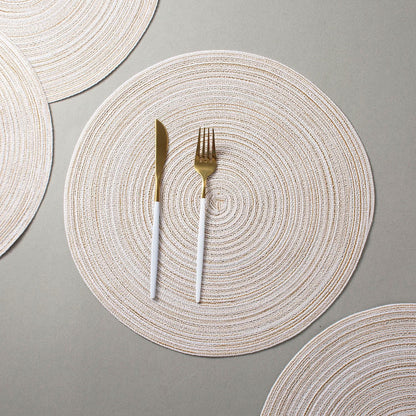 AHHFSMEI Round Braided Placemats Set of 6 Round Table Mats for Dining Tables Natural Woven Heat