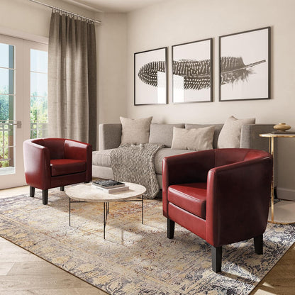 BELLEZE Accent Barrel Chair,Set of 2 Round Chair Club Tub Sofa Corner Chair with Flared Legs and