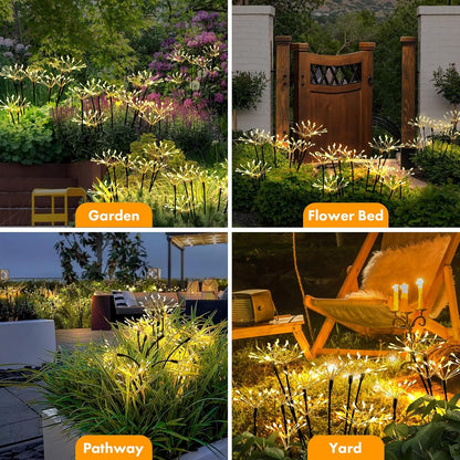 Kwaiffeo Solar Garden Lights Outdoor: Waterproof 2 Modes Twinkling Fireworks Light, Solar Lights