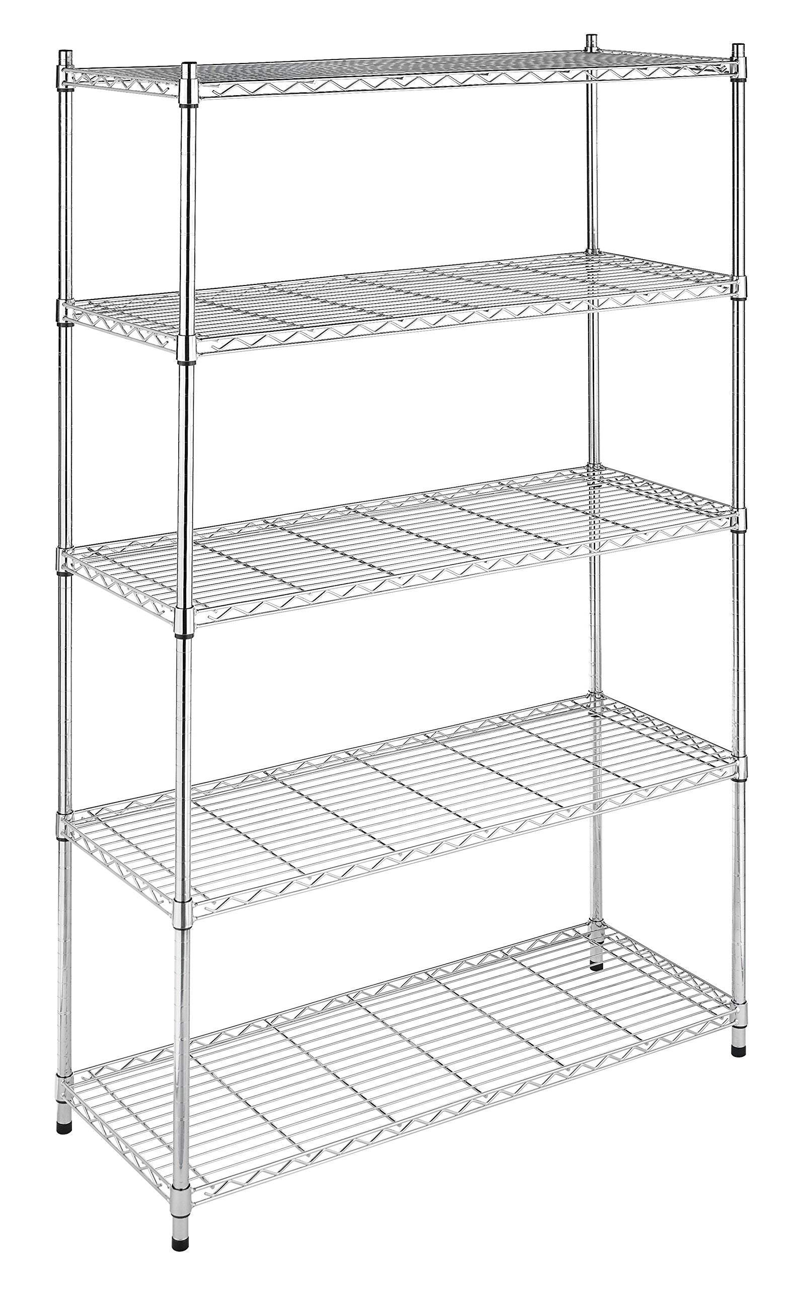 Whitmor 5 Tier Heavy Duty Shelving Unit, Metal Storage Shelves, 500 lbs Capacity per Shelf, Max