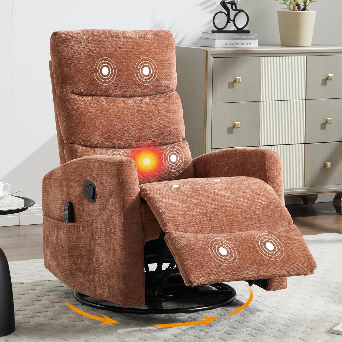 Manual Swivel Rocker Recliner Chair for Adults, Overstuffed Reclining Glider Chair for Nursing with