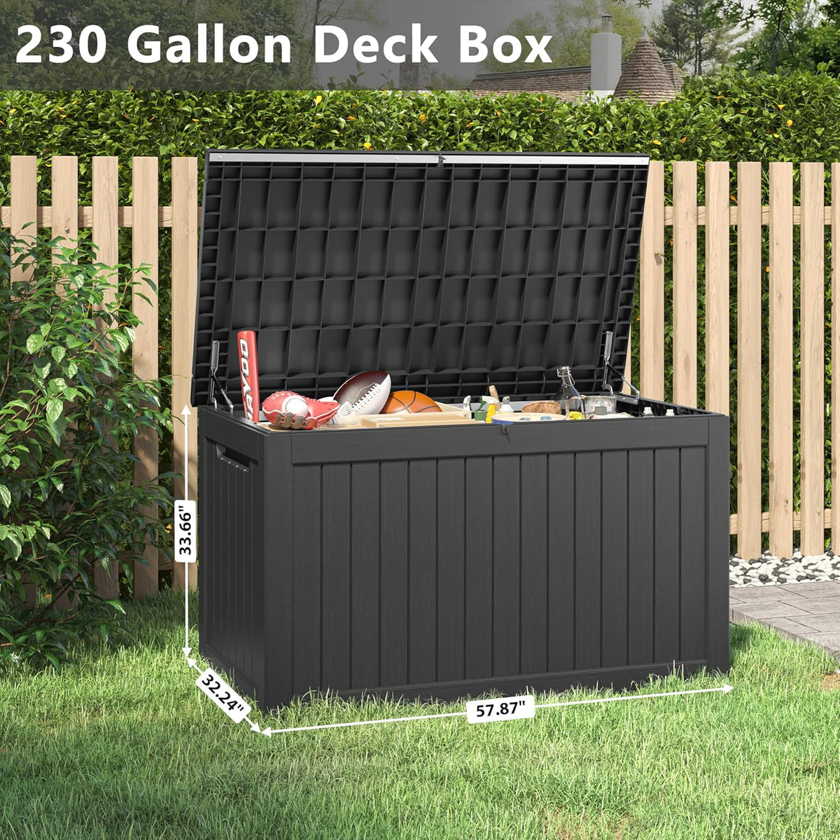 KAMABOKO 230 Gallon Outdoor Storage Box, Resin Deck Boxes Indoor and outdoor, Waterproof Storage