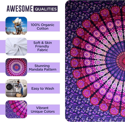raajsee purple Tapestry- Best Mandala Wall Hanging- Mandala Tapestry For Bedroom Aesthetic-Size