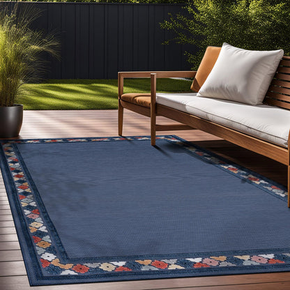 Beverly Rug Outdoor Rug 8x10 Modern Bordered Area Rugs for Indoor and Outdoor Patio Easy to Clean