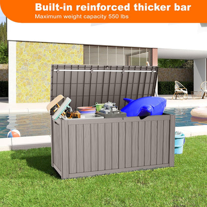 150 Gallon Resin Deck Box, Lockable Patio Outdoor Storage Box for Furniture, Garden Tools and Tools