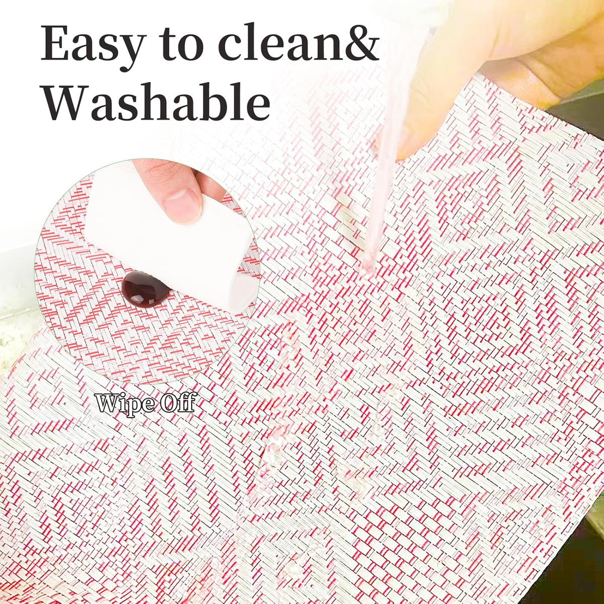 Vinyl Plastic Placemats Set of 6 Washable Heat Resistant Non-Slip Elegant Indoor Outdoor Kitchen