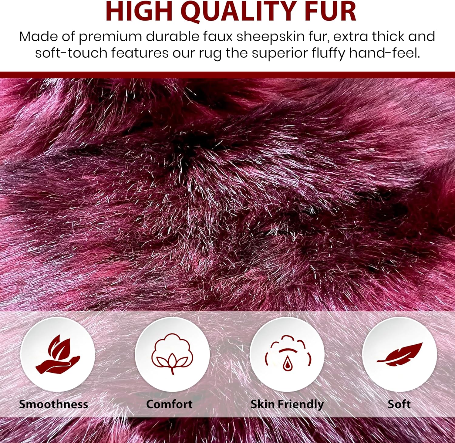 LAMBZY Faux Sheepskin Super Soft Hypoallergenic Free Shape Silky Shag Rug, Luxury Shaggy Plush