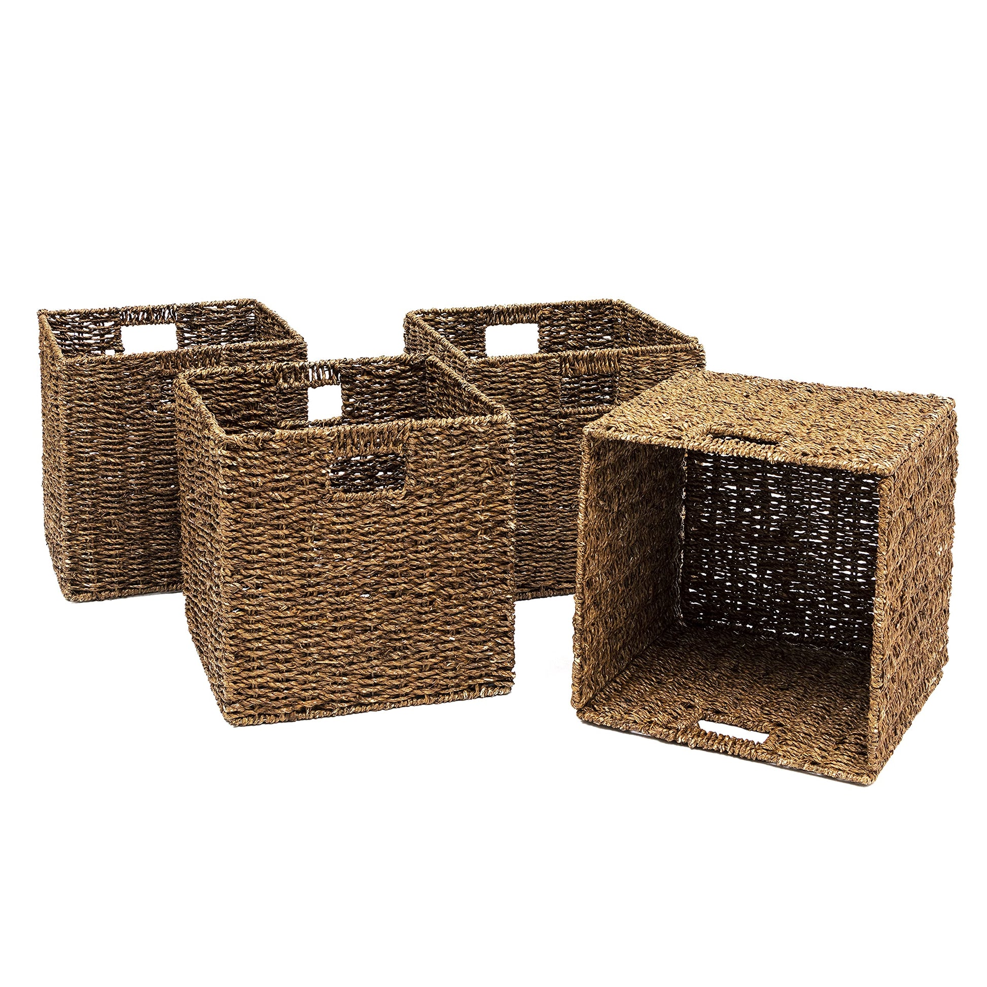Foldable Storage Basket with Iron Wire Frame By Trademark Innovations (Set of 4)
