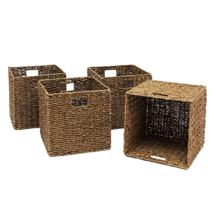 Foldable Storage Basket with Iron Wire Frame By Trademark Innovations (Set of 4)