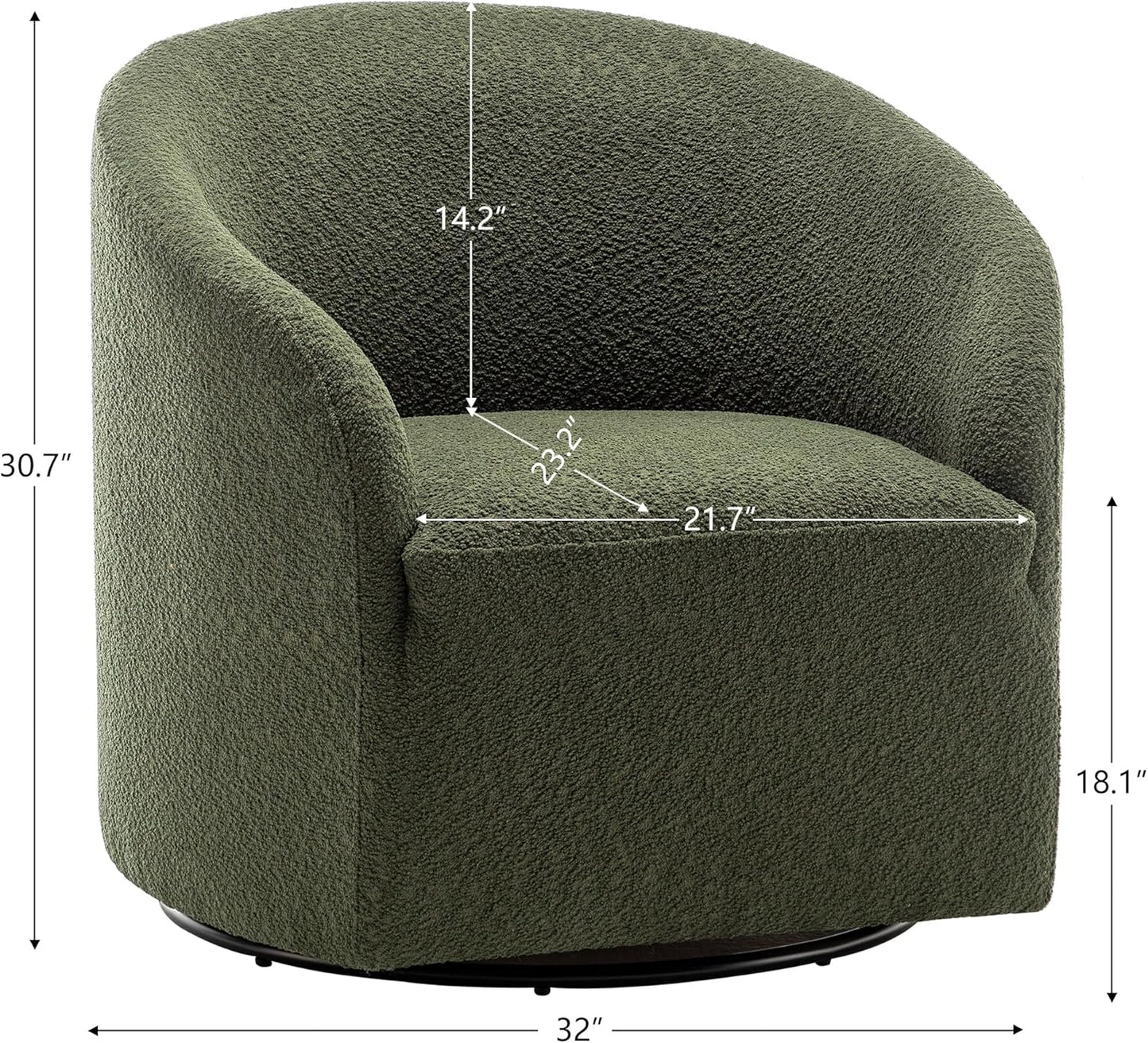 KINWELL 32" Wide Modern Boucle Swivel Barrel Chairs Set of 2, No Assembly Round Upholstered Swivel