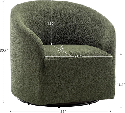 KINWELL 32" Wide Modern Boucle Swivel Barrel Chairs Set of 2, No Assembly Round Upholstered Swivel