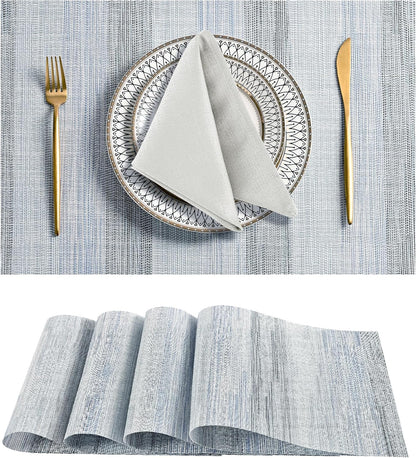 Leetaltree LightSteel Blue Placemats Set of 4 - Heat Resistant Non-Slip Place mats for Dining