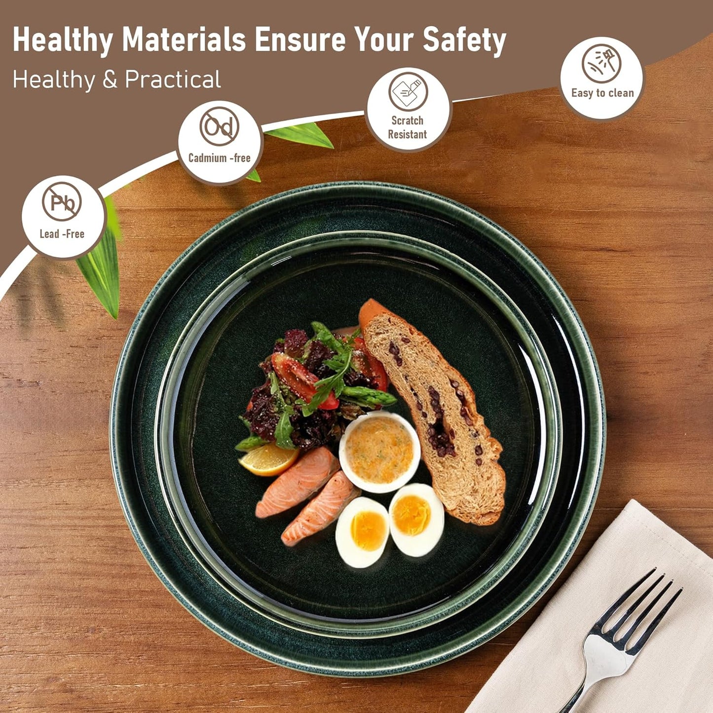 GBHOME Ceramic Dinnerware Sets for 8, 24 Pieces Stoneware Plates and Bowls Sets, Reactive Glaze