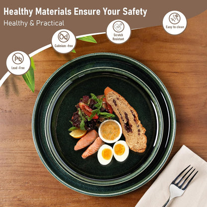 GBHOME Ceramic Dinnerware Sets for 8, 24 Pieces Stoneware Plates and Bowls Sets, Reactive Glaze