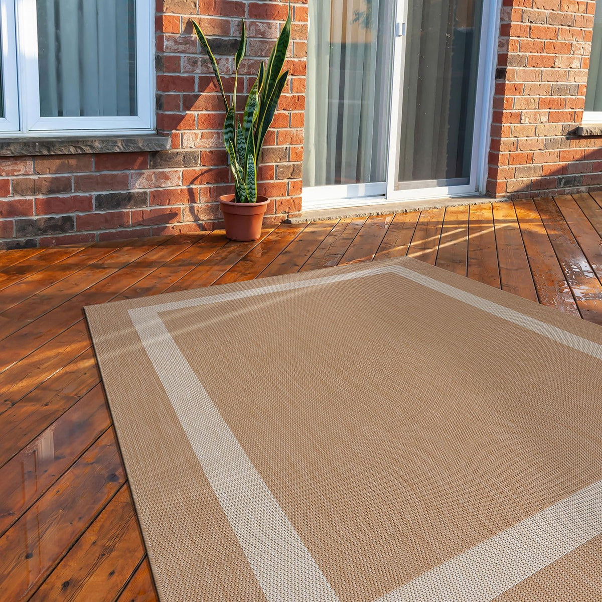 CAMILSON Outdoor Rug 6x9, Modern Outside Rugs for Patios Porches Waterproof Durable Washable