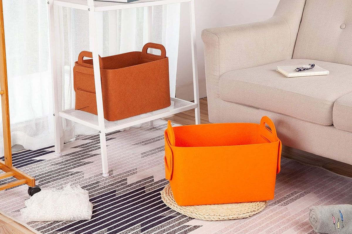 Minoisome Storage Basket Felt Storage Bin Collapsible& Convenient Box Organizer with Carry Handles