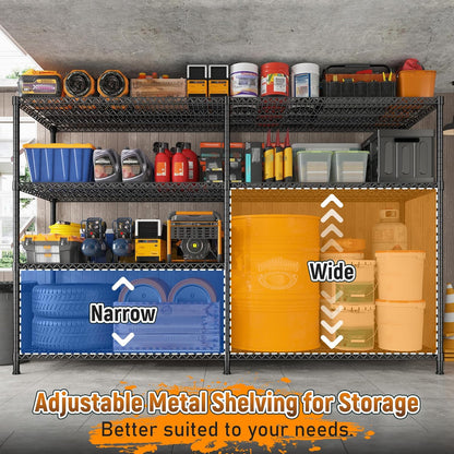 REIBII 81.5''W Storage Shelves 3680LBS Garage Shelving Heavy Duty 4 Tier Metal Shelving Unit