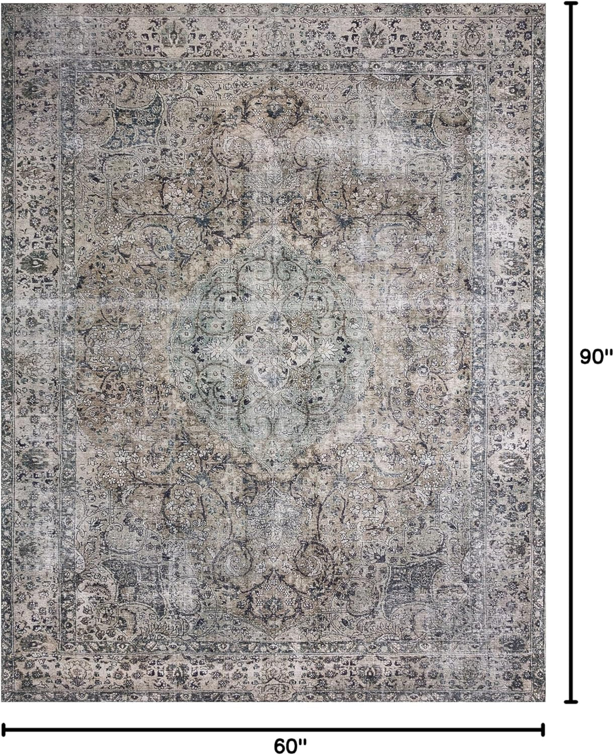 Loloi Layla Collection LAY-06 Taupe/Stone 5'-0" x 7'-6" .13" Thick Area Rug, Soft, Durable, Vintage