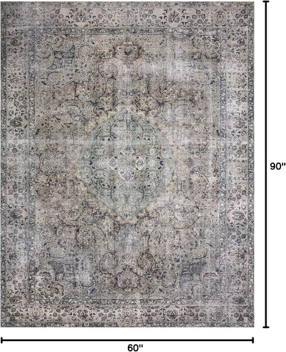 Loloi Layla Collection LAY-06 Taupe/Stone 5'-0" x 7'-6" .13" Thick Area Rug, Soft, Durable, Vintage