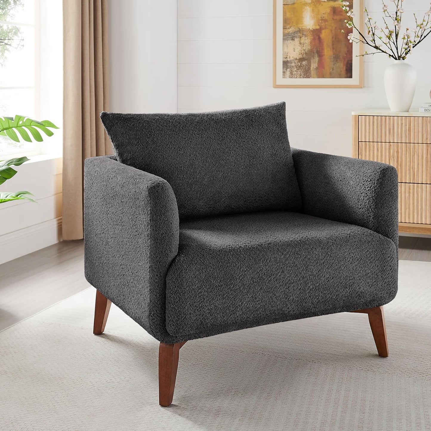 Oversized Accent Chair Modern Boucle Armchair for Living Room Sets of 2 - 37" Wide & Cozy Reading