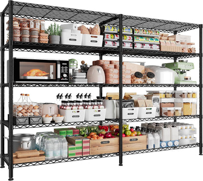 REIBII 1500LBS Storage Shelves Metal Shelving Unit 61.7''W Wire Shelving, 5 Tier Pantry Shelves
