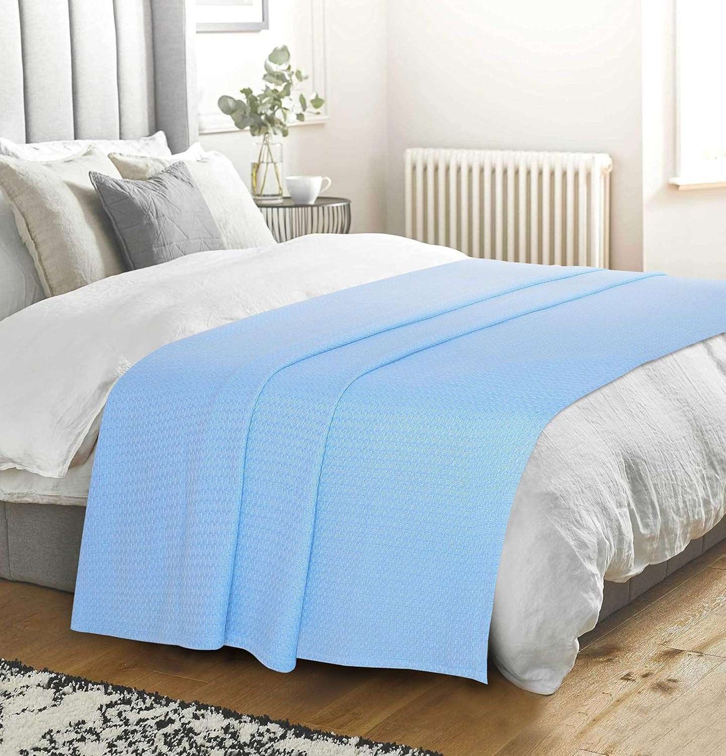 Elvana Home 100% Cotton Bed Blanket, Breathable Bed Blanket Full - Queen Size, Cotton Thermal