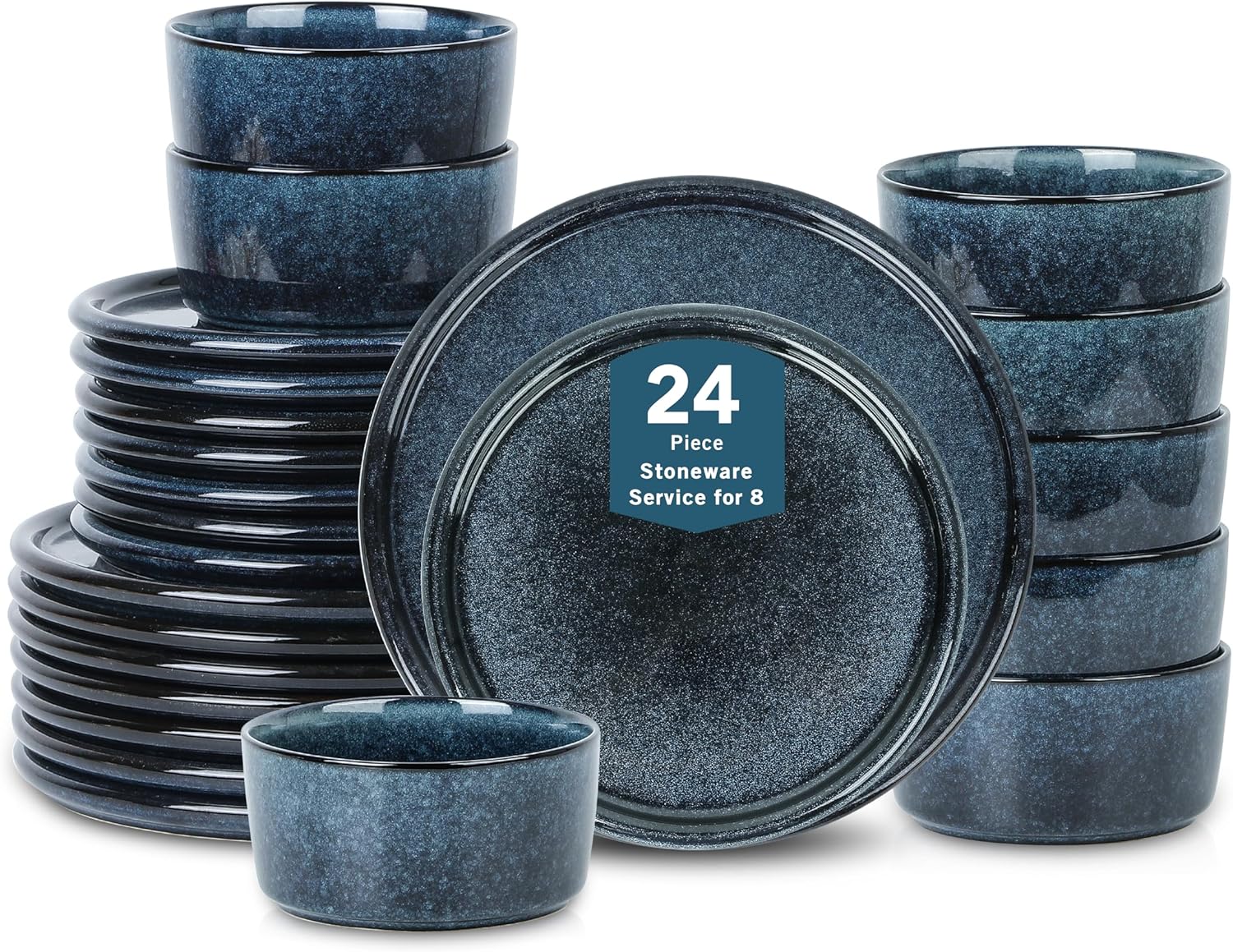 Stone Lain Eden 24-Piece Dinnerware Set Stoneware, Plates and Bowls Set, Dishwasher and Microwave