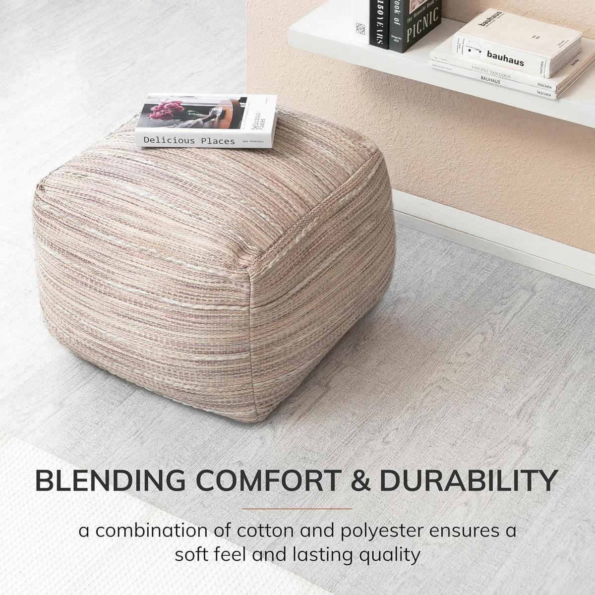 Anji Mountain 22"x22"x16" Handmade & Handcrafted Ottoman Pouf Comfortable Pouf Ottoman Foot Rest &