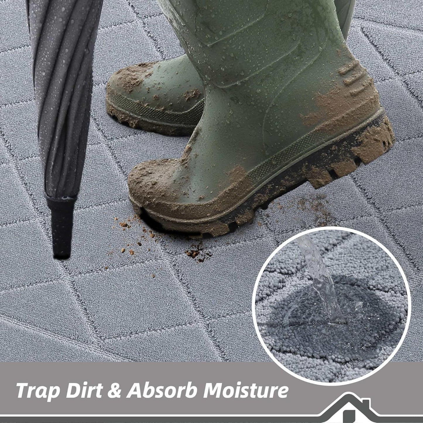 BEQHAUSE Dirt Trapper Door Mat 20" x 32", Doormat Non-Slip Entryway Rugs Washable, Dog Door Mat
