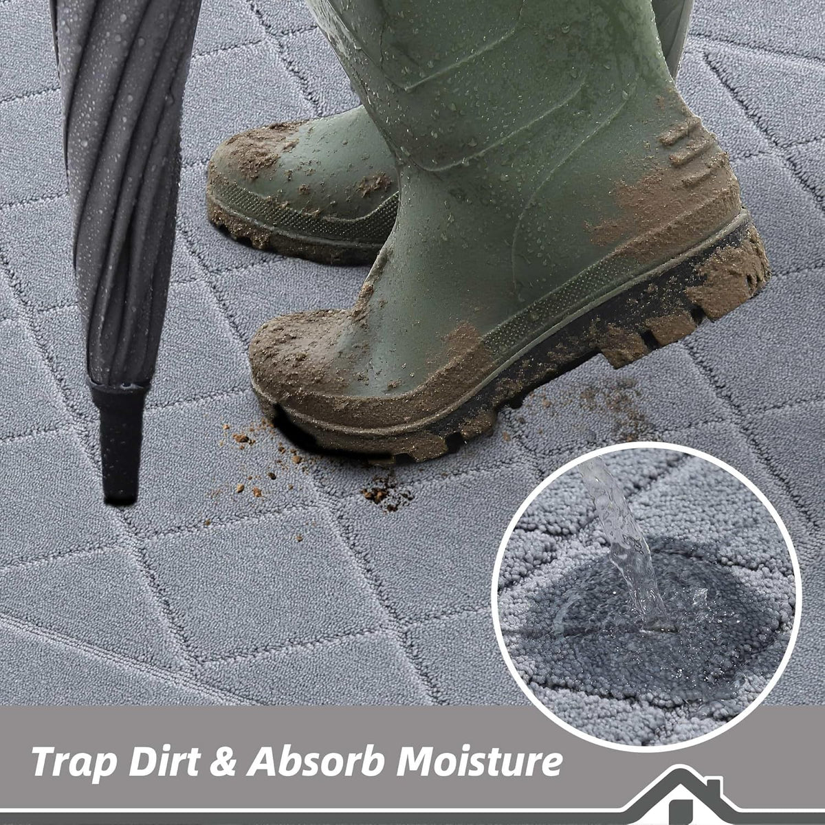 BEQHAUSE Dirt Trapper Door Mat 32" x 48", Doormat Non-Slip Entryway Rugs Washable, Dog Door Mat
