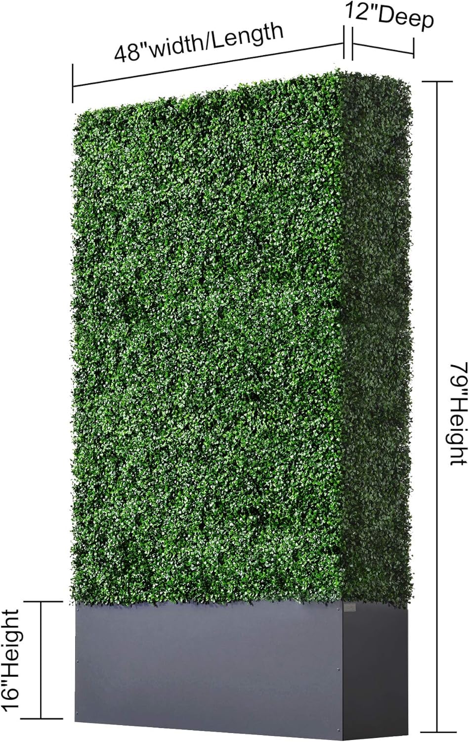 AGPL Upgraded Artificial Boxwood Hedge Wall with Dark Gray Stainless Steel Planter Box (79" Height