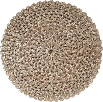 REDEARTH Round Pouf Ottoman - Hand Knitted Cable Boho Poof Home Décor Pouffe Circular Footrest for
