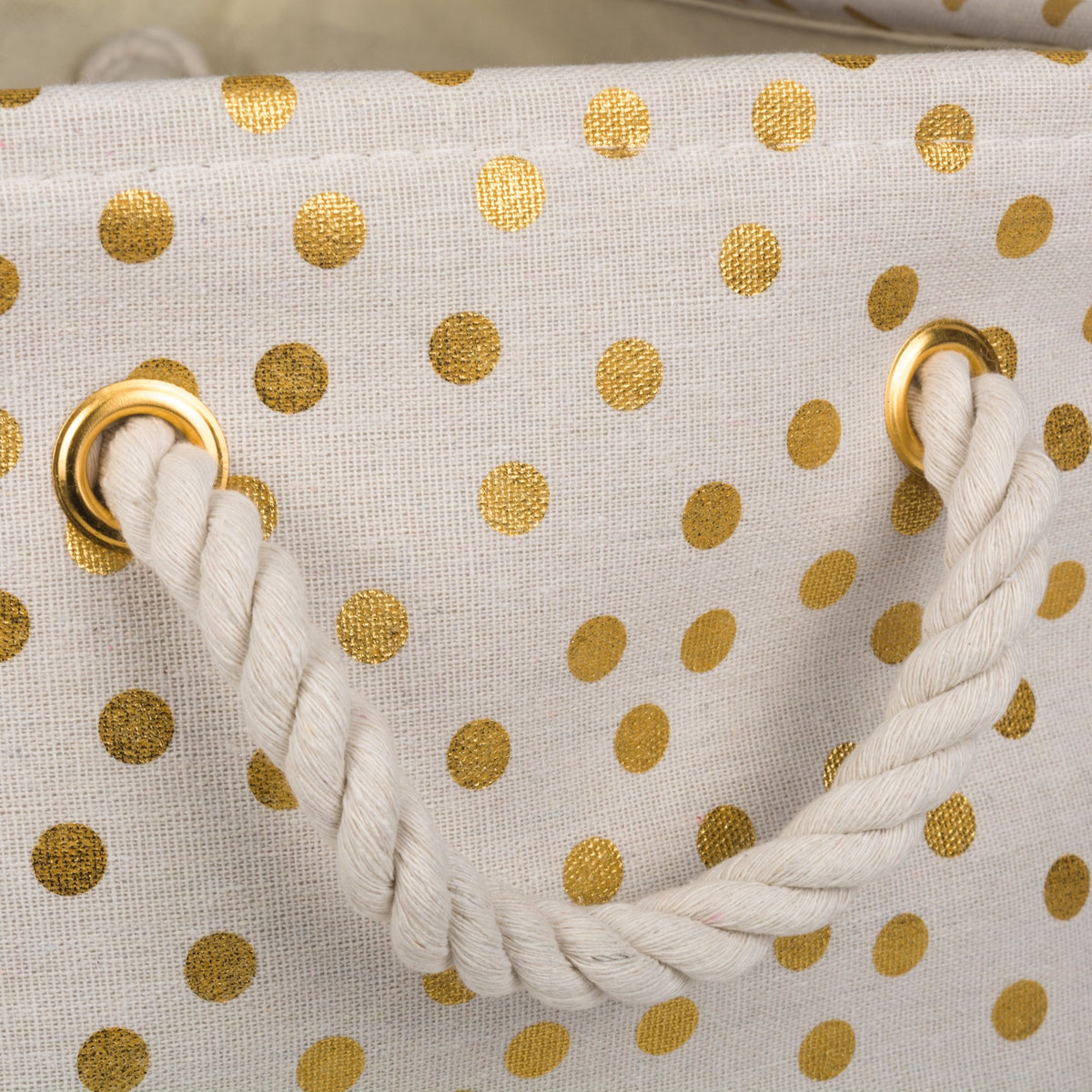 DII Polyester Storage Bin, Gold Metallic Collection Collapsible with Handles, Large, Natural