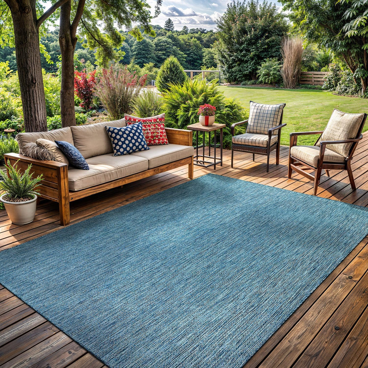 Washable Indoor Outdoor Rug Weather Resistant Carpet Modern Solid for Porch Deck Balcony Backyard